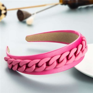 Wholesale Accessories Candy Color Chain Embellished Folk Style Fashion Hair Hoop - Pink