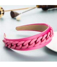 Wholesale Accessories Candy Color Chain Embellished Folk Style Fashion Hair Hoop - Pink