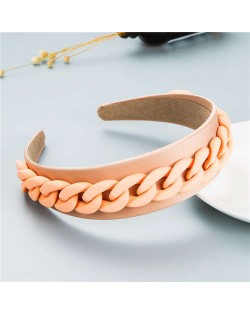 Wholesale Accessories Candy Color Chain Embellished Folk Style Fashion Hair Hoop - Champagne