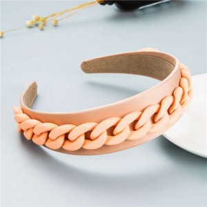 Wholesale Accessories Candy Color Chain Embellished Folk Style Fashion Hair Hoop - Champagne