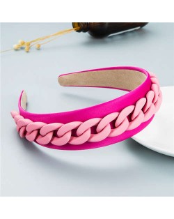 Wholesale Accessories Candy Color Chain Embellished Folk Style Fashion Hair Hoop - Rose