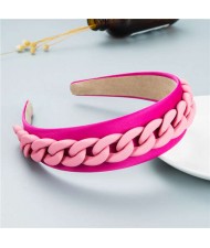 Wholesale Accessories Candy Color Chain Embellished Folk Style Fashion Hair Hoop - Rose