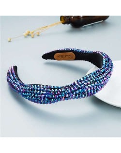 Internet Celebrity Choice Shining Beads Decorated Sponge Luxurious Bling Hair Hoop - Purple