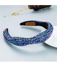 Internet Celebrity Choice Shining Beads Decorated Sponge Luxurious Bling Hair Hoop - Purple