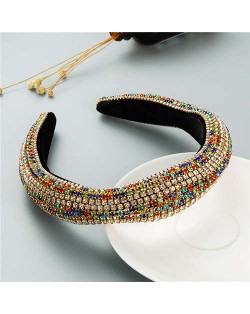 Luxurious Style Unique Geometric Colorful Rhinestone Embellishment Sponge Fashion Hair Hoop