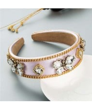 Rhinestone Butterfly Decorated Vintage Personality Alloy Chain Embellished Women Hair Hoop - Violet