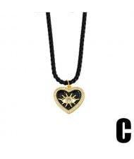 Bohemian Style Heart Shape Enamel Eye Design Wholesale Jewelry Women Copper Necklace - Black