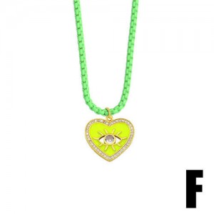 Bohemian Style Heart Shape Enamel Eye Design Wholesale Jewelry Women Copper Necklace - Green
