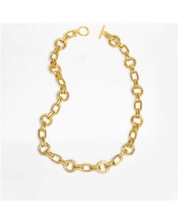 U.S. Hip-hop Style Fashion Golden Link Chain Classic Design Bold Women Wholesale Copper Necklace