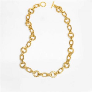 U.S. Hip-hop Style Fashion Golden Link Chain Classic Design Bold Women Wholesale Copper Necklace