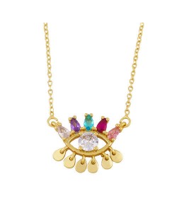 Colorful Cubic Zirconia Eye Pendant Unique Design Women Statement Wholesale Necklace