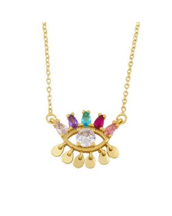 Colorful Cubic Zirconia Eye Pendant Unique Design Women Statement Wholesale Necklace