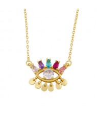 Colorful Cubic Zirconia Eye Pendant Unique Design Women Statement Wholesale Necklace