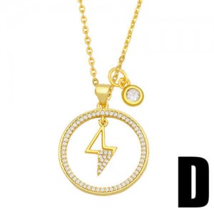 Hip-hop Wholesale Jewelry Multiple Elements Combo Hollow-out Round Pendant Fashion Women Copper Necklace - Lightning