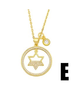 Hip-hop Wholesale Jewelry Multiple Elements Combo Hollow-out Round Pendant Fashion Women Copper Necklace - Star