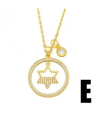 Hip-hop Wholesale Jewelry Multiple Elements Combo Hollow-out Round Pendant Fashion Women Copper Necklace - Star