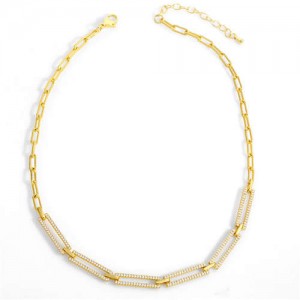 Hip-hop Style Street Popular Rectangular Hollow-out Chain Fashion Wholesale Women Copper Necklace