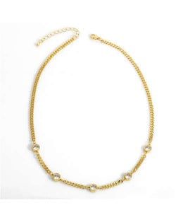Hip-hop Style Wholesale Jewelry Street Fashion Rhinestone Inlaid Snake Chain Classic Design Women Copper Necklace