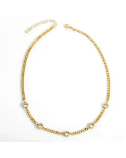 Hip-hop Style Wholesale Jewelry Street Fashion Rhinestone Inlaid Snake Chain Classic Design Women Copper Necklace