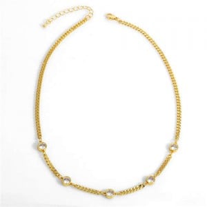 Hip-hop Style Wholesale Jewelry Street Fashion Rhinestone Inlaid Snake Chain Classic Design Women Copper Necklace