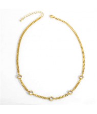 Hip-hop Style Wholesale Jewelry Street Fashion Rhinestone Inlaid Snake Chain Classic Design Women Copper Necklace