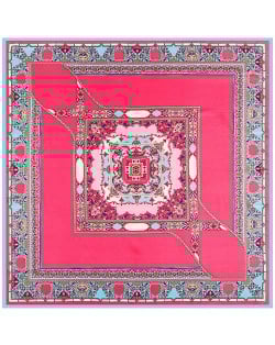 Abstract Floral Prints French Fashion Women Square Scarf - Rose