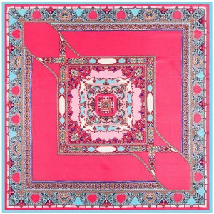 Abstract Floral Prints French Fashion Women Square Scarf - Rose
