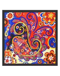 Bohemian Fashion Colorful Flowers Doodle 60*60 cm High Fashion Women Square Scarf - Black