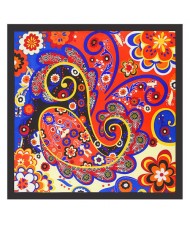 Bohemian Fashion Colorful Flowers Doodle 60*60 cm High Fashion Women Square Scarf - Black