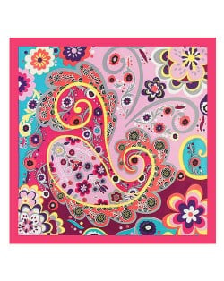 Bohemian Fashion Colorful Flowers Doodle 60*60 cm High Fashion Women Square Scarf - Rose