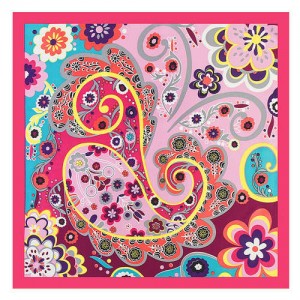 Bohemian Fashion Colorful Flowers Doodle 60*60 cm High Fashion Women Square Scarf - Rose