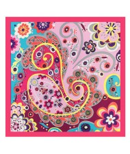 Bohemian Fashion Colorful Flowers Doodle 60*60 cm High Fashion Women Square Scarf - Rose