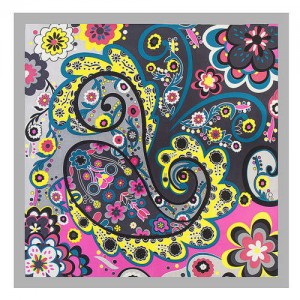 Bohemian Folk Prosperous Flowers Doodle 60*60 cm High Fashion Women Square Scarf - Gray