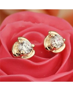 Fashion Zircon Inlaid Flower Style Ear Studs