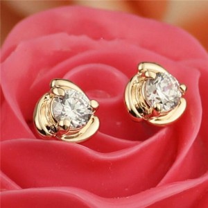 Fashion Zircon Inlaid Flower Style Ear Studs