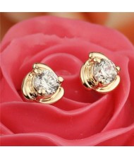 Fashion Zircon Inlaid Flower Style Ear Studs