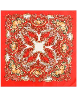 Folk Style Prosperous Roses Prints Design High Fashion Women Square Scarf - Red