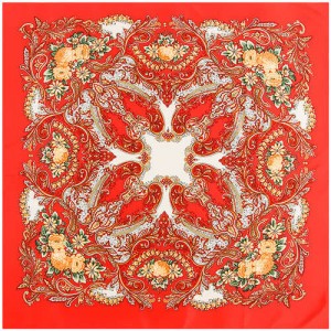 Folk Style Prosperous Roses Prints Design High Fashion Women Square Scarf - Red