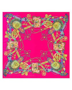 Royal Tassel Unique Design High Fashion Artificial Silk Square Women Scarf - Rose