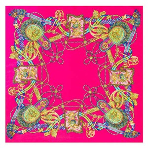 Royal Tassel Unique Design High Fashion Artificial Silk Square Women Scarf - Rose
