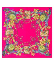 Royal Tassel Unique Design High Fashion Artificial Silk Square Women Scarf - Rose