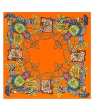 Royal Tassel Unique Design High Fashion Artificial Silk Square Women Scarf - Orange