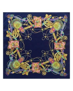 Royal Tassel Unique Design High Fashion Artificial Silk Square Women Scarf - Royal Blue