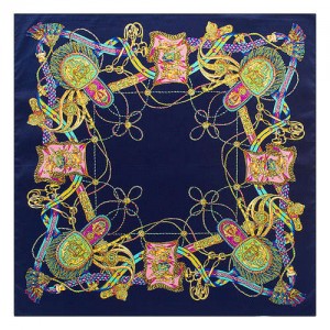 Royal Tassel Unique Design High Fashion Artificial Silk Square Women Scarf - Royal Blue