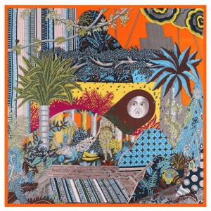 Forest Theme Abstract Portrait Unique Classical Design Women Square Scarf - Orange