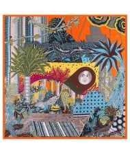 Forest Theme Abstract Portrait Unique Classical Design Women Square Scarf - Orange