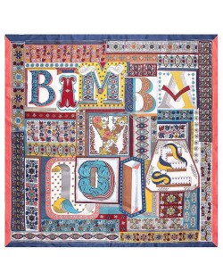 Assorted Alphabets Element Puzzle Design U.S. and European Fashion Women Square Scarf - Sky Blue