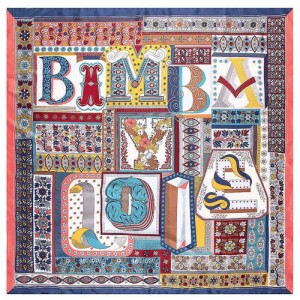 Assorted Alphabets Element Puzzle Design U.S. and European Fashion Women Square Scarf - Sky Blue