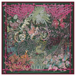 Forest and Animals Artistic Design High Fashion 130*130 cm Artificial Silk Square Women Scarf - Green