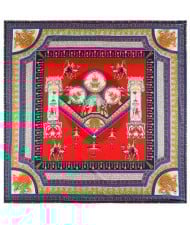 Vintage Court Style Camel Pattern Women Artificial Silk Square Scarf - Red